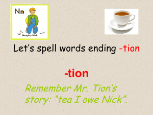 Let`s spell words ending -tion