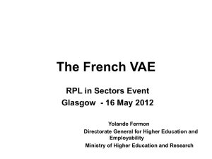 The French VAE - Scottish Credit and Qualifications Framework