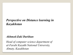 Presentation by Dr Darkhan Akhmed-Zaki, (KazNU)