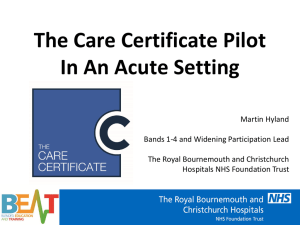 The Care Certificate Pilot – An Acute Setting