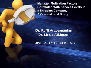 Manager motivation factors correlated with service levels in a