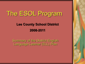 The ESOL Program - Lee County School District