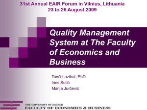 Quality Management System at The Faculty of Economics and Business