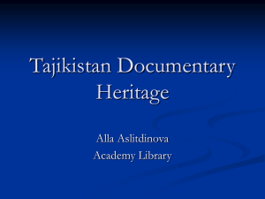 Tajikistan Documentary Heritage: - World Digital Library Project Site