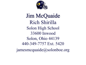 Jim McQuaide Solon High School 33600 Inwood