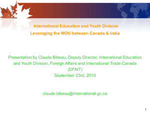 International Education and Youth Division Leveraging the MOU