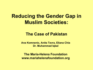 Reducing Gender Gap in Muslim Societies: The Case of Pakistan