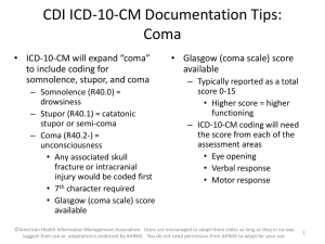 ICD-10 Documentation Tips: Coma - Ahima
