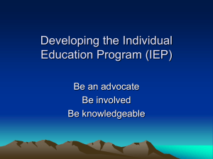 Developing an Individual Education Plan
