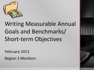 Writing Measurable Annual Goals and Benchmarks/Short