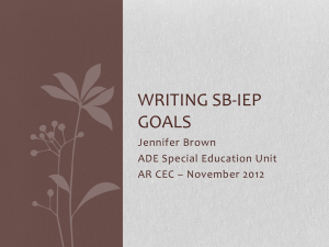 Writing SB-IEP Goal - ADE Special Education