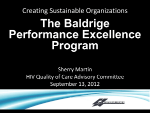 The Baldrige Performance Excellence Program