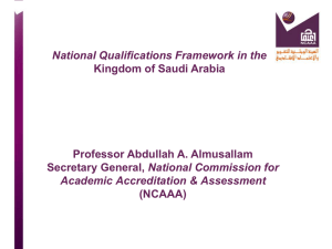 National Qualifications Framework in the Kingdom of Saudi Arabia