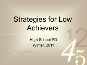 Strategies for Low Achievers