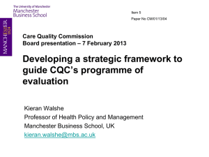 Developing a strategic framework to guide CQC`s programme of