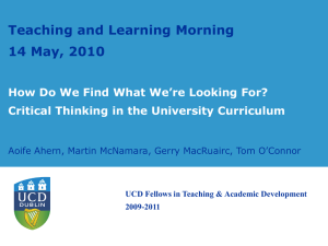 Critical Thinking - University College Dublin