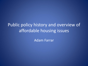 Public Policy History and Overview of Affordable Housing