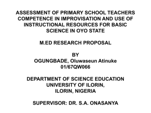 ASSESSMENT OF PRIMARY SCHOOL