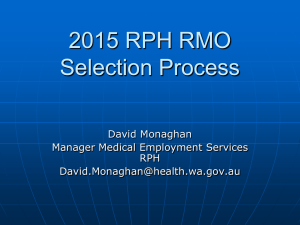 2015 RPH RMO Selection Process