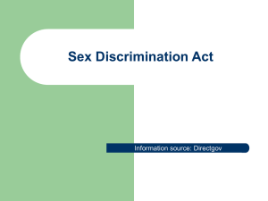 Sex Discrimination - Wiltshire Healthy Schools