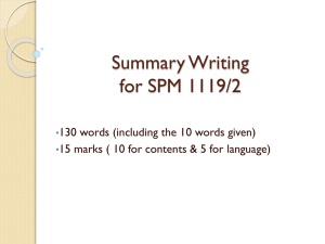 Summary for SPM 1119/2