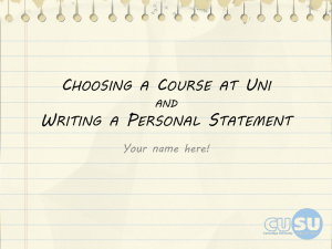 Choosing a subject and writing a personal statement