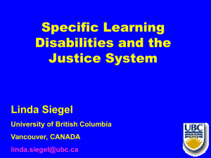 Specific Learning Disabilities and the Justice System