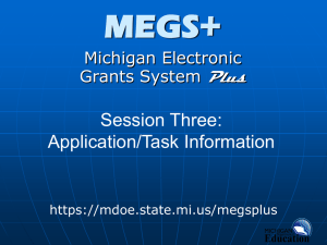 MEGS+ Application Task Information
