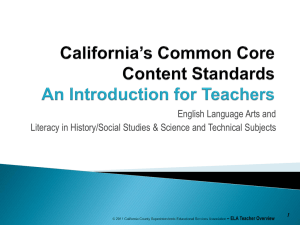 California`s Common Core Standards An Introduction for Teachers