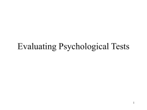 Lecture 3: Psychometric Testing 1