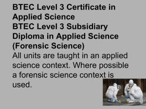 BTEC Level 3 Certificate in Applied Science BTEC Level 3