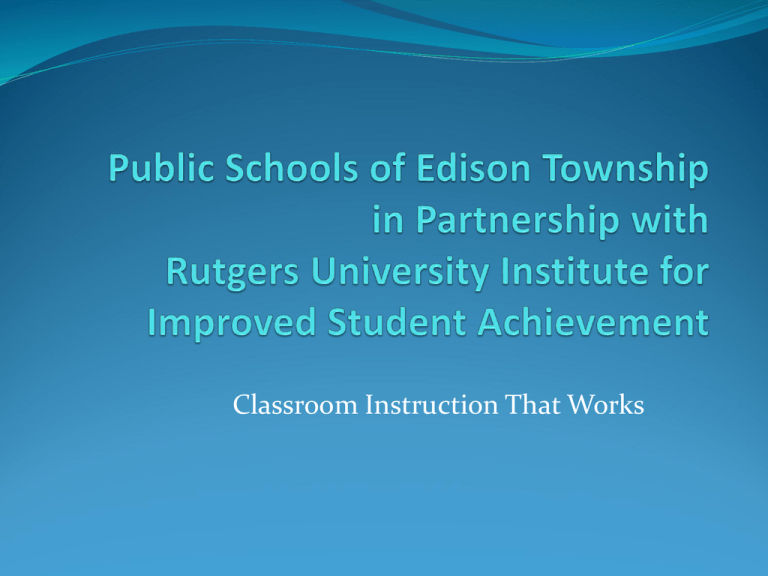 District Overview Edison Township Public Schools