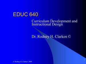 Curriculum Development and Instructional Design