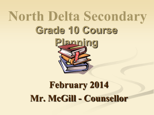Grade 10 Course Planning - North Delta Secondary School
