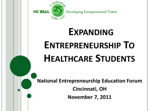 Expanding Entrepreneurship To Healthcare Students