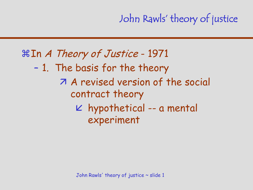 j rawls a theory of justice