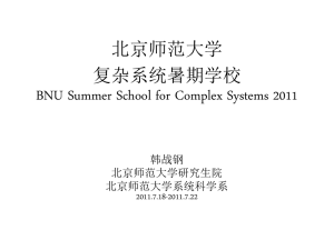 北京师范大学复杂性Summer School 北京师范大学系统科学系2010.7