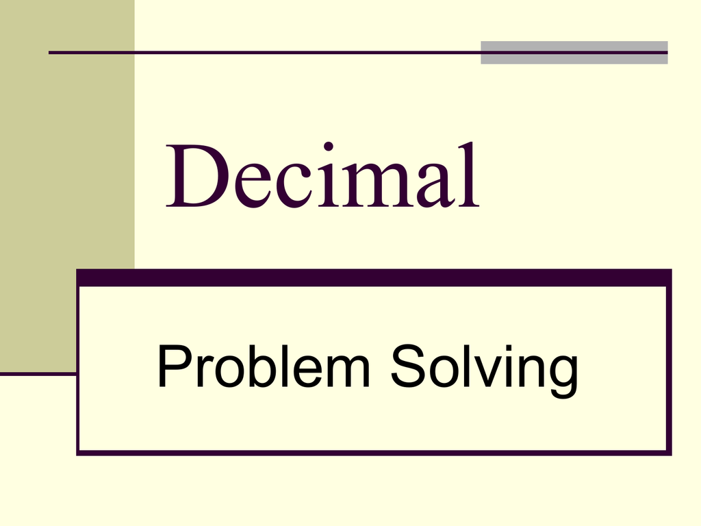 decimal problem solving pdf