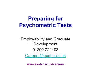 Psychometric Tests - University of Exeter