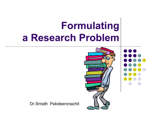 The Importance of formulating a Research Problem