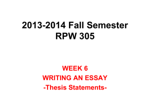 Thesis Statement *Pitfalls