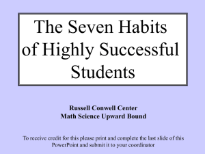 Seven Habits of Successful Students Upward Bound