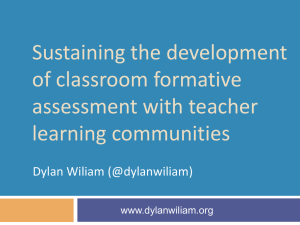 Sustaining classroom formative assessment with TLCs
