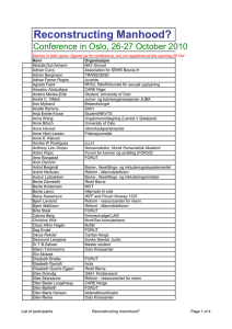 List of participants Reconstructing manhood Oslo 26