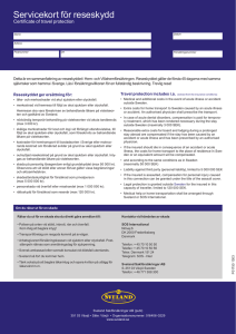 Servicekort för reseskydd - Sveland Sakförsäkringar AB