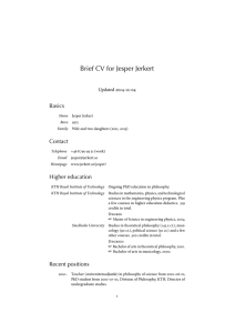 Brief CV for Jesper Jerkert