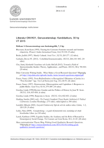 Litteratur GNVK01, Genusvetenskap: Kandidatkurs, 30 hp VT 2015