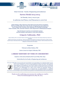Sarton Medal 2013-2014 Grigoriy Yablonsky, PhD A BRIEF