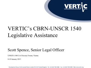 VERTIC`s CBRN-UNSCR 1540 Legislative Assistance
