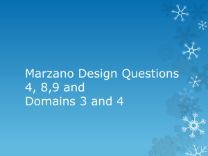 Marzano Design Questions 4, 8,9 and Domains 3 and 4